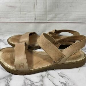 Born Elstar Sandals Light Brown Leather Elastic Strap Women Size 8 M